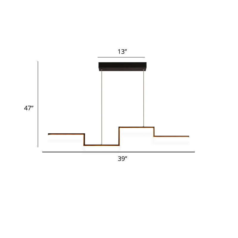 Line Art Metal Hanging Lamp Simplicity Black LED Island Lighting Fixture for Dining Room Black 39.5" Clearhalo 'Ceiling Lights' 'Island Lights' Lighting' 2307838