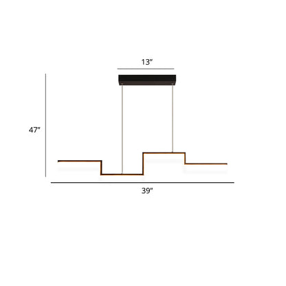Line Art Metal Hanging Lamp Simplicity Black LED Island Lighting Fixture for Dining Room Black 39.5" Clearhalo 'Ceiling Lights' 'Island Lights' Lighting' 2307838