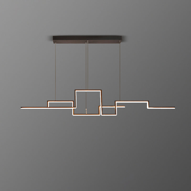 Line Art Metal Hanging Lamp Simplicity Black LED Island Lighting Fixture for Dining Room Clearhalo 'Ceiling Lights' 'Island Lights' Lighting' 2307839