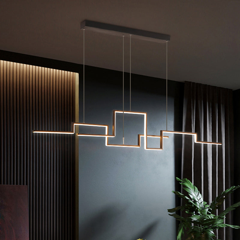 Line Art Metal Hanging Lamp Simplicity Black LED Island Lighting Fixture for Dining Room Clearhalo 'Ceiling Lights' 'Island Lights' Lighting' 2307840