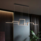 Line Art Metal Hanging Lamp Simplicity Black LED Island Lighting Fixture for Dining Room Clearhalo 'Ceiling Lights' 'Island Lights' Lighting' 2307840