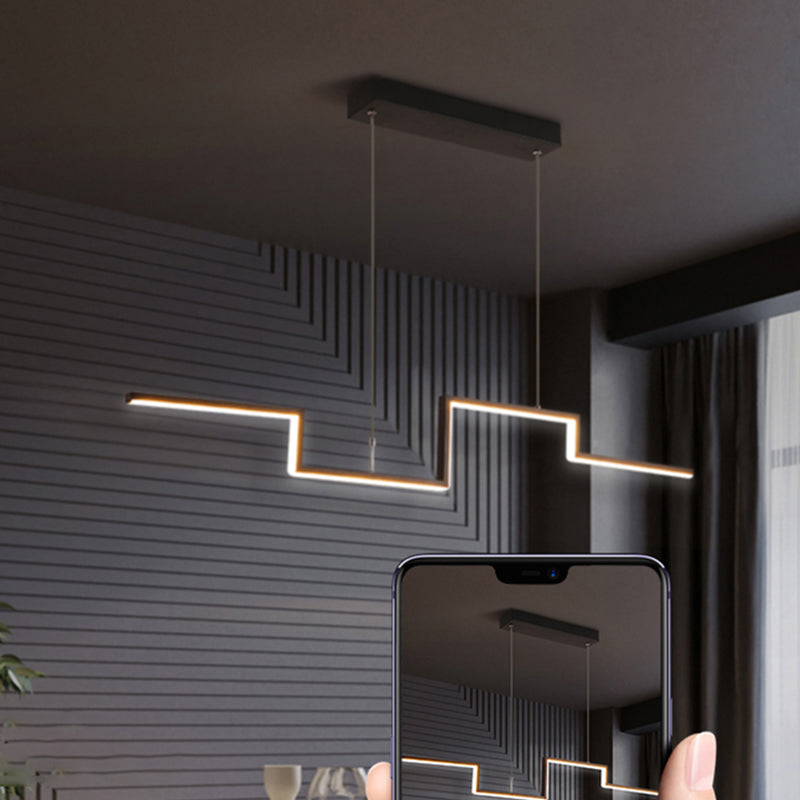Line Art Metal Hanging Lamp Simplicity Black LED Island Lighting Fixture for Dining Room Clearhalo 'Ceiling Lights' 'Island Lights' Lighting' 2307842