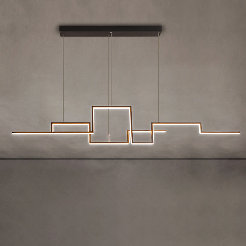 Line Art Metal Hanging Lamp Simplicity Black LED Island Lighting Fixture for Dining Room Clearhalo 'Ceiling Lights' 'Island Lights' Lighting' 2307844