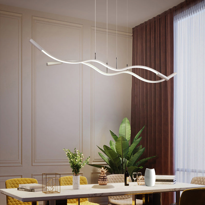 Minimalism Wave Shaped Pendant Lamp Aluminum Dining Room Island Lighting Fixture Clearhalo 'Ceiling Lights' 'Island Lights' Lighting' 2307851