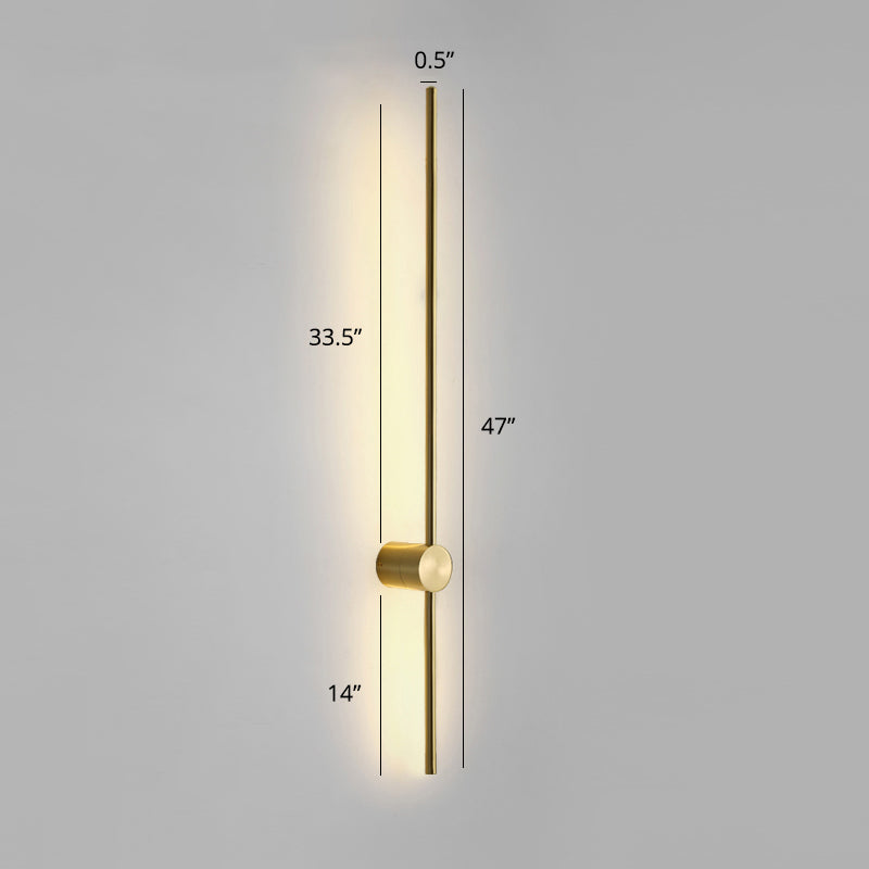 Swivelable Stick Wall Sconce Lighting Minimalist Metal Bedside LED Wall Mount Light Gold 47" Warm Clearhalo 'Cast Iron' 'Glass' 'Industrial' 'Modern wall lights' 'Modern' 'Tiffany' 'Traditional wall lights' 'Wall Lamps & Sconces' 'Wall Lights' Lighting' 2307871