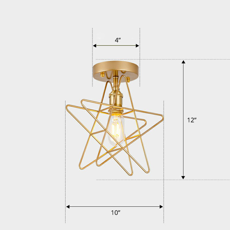 1 Head Geometric Semi Flush Light Nordic Metal Ceiling Mounted Lamp for Corridor Gold B Clearhalo 'Ceiling Lights' 'Close To Ceiling Lights' 'Close to ceiling' 'Semi-flushmount' Lighting' 2307894