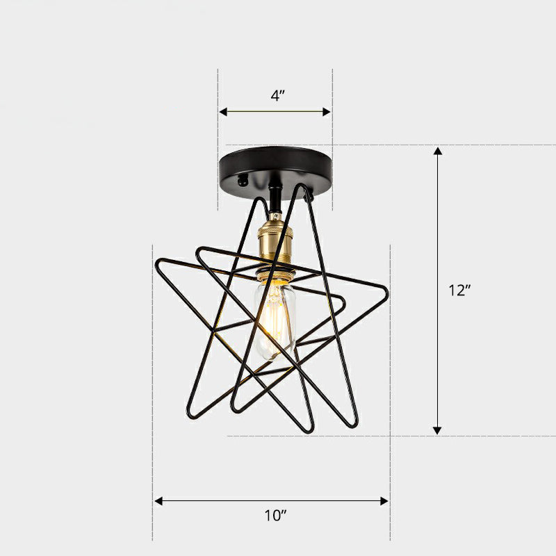 1 Head Geometric Semi Flush Light Nordic Metal Ceiling Mounted Lamp for Corridor Black B Clearhalo 'Ceiling Lights' 'Close To Ceiling Lights' 'Close to ceiling' 'Semi-flushmount' Lighting' 2307900
