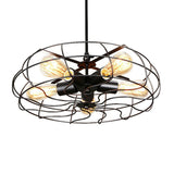 5-Light Cage Hanging Lamp Industrial Iron Chandelier Lighting Fixture for Bedroom Clearhalo 'Cast Iron' 'Ceiling Lights' 'Chandeliers' 'Industrial Chandeliers' 'Industrial' 'Metal' 'Middle Century Chandeliers' 'Rustic Chandeliers' 'Tiffany' Lighting' 2307949