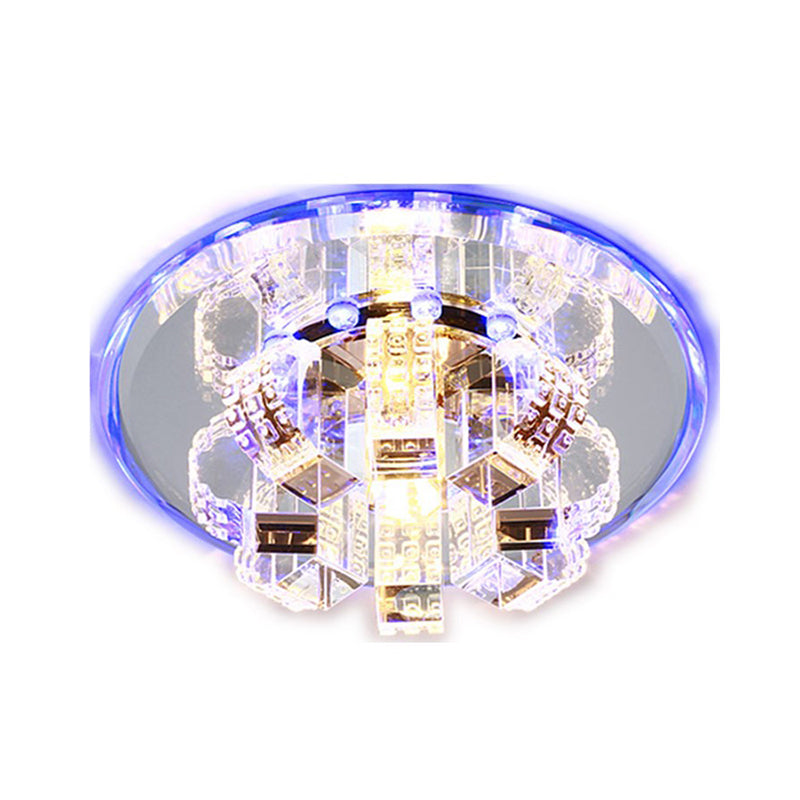 Floral Flush Mounted Lamp Minimalist Clear Crystal Living Room Ceiling Fixture with Mirrored Canopy Clearhalo 'Ceiling Lights' 'Close To Ceiling Lights' 'Close to ceiling' 'Flush mount' Lighting' 2307955