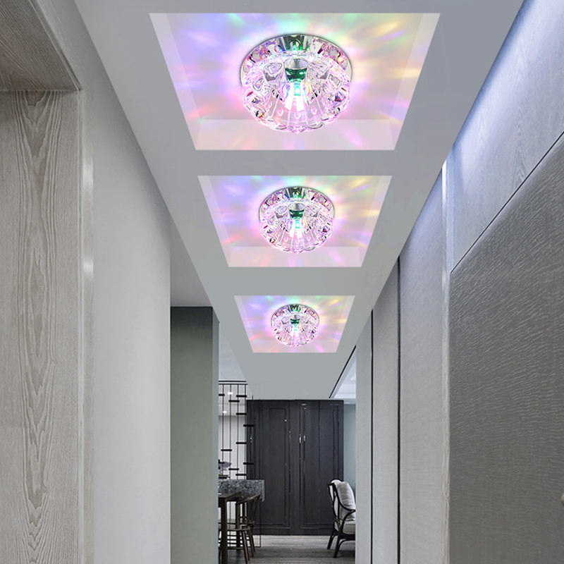 Lotus Shaped Hallway Ceiling Fixture Crystal Contemporary LED Flush Mount Light in Clear - Clear - Multi Color - Clearhalo - 'Ceiling Lights' - 'Close To Ceiling Lights' - 'Close to ceiling' - 'Flush mount' - Lighting' - 2307966