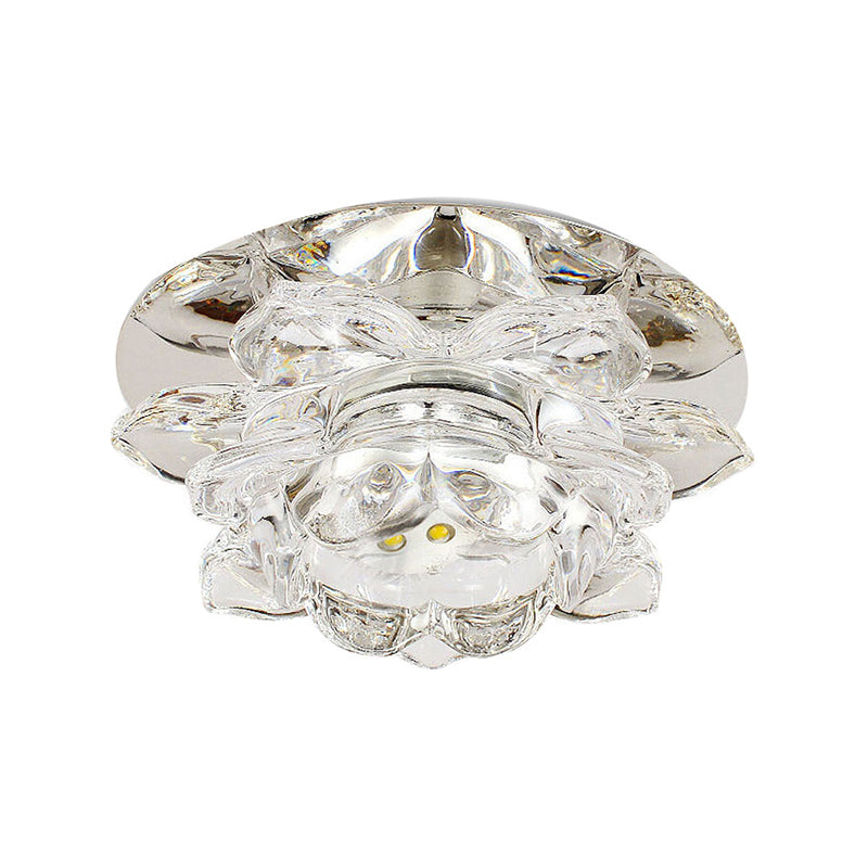 Lotus Shaped Hallway Ceiling Fixture Crystal Contemporary LED Flush Mount Light in Clear - Clearhalo - 'Ceiling Lights' - 'Close To Ceiling Lights' - 'Close to ceiling' - 'Flush mount' - Lighting' - 2307970