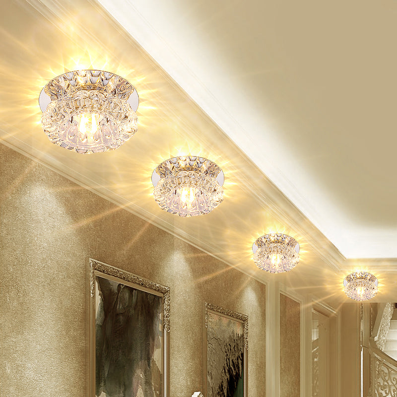 Flower Corridor Flush Mount Lamp Clear Crystal Minimalist LED Ceiling Flush Light