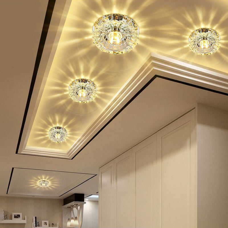 Minimalistic Circular LED Flushmount Light Clear Crystal Living Room Ceiling Spotlight Clearhalo 'Ceiling Lights' 'Close To Ceiling Lights' 'Close to ceiling' 'Flush mount' Lighting' 2307990