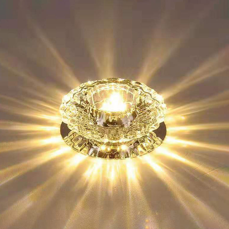 Minimalistic Circular LED Flushmount Light Clear Crystal Living Room Ceiling Spotlight Clearhalo 'Ceiling Lights' 'Close To Ceiling Lights' 'Close to ceiling' 'Flush mount' Lighting' 2307992