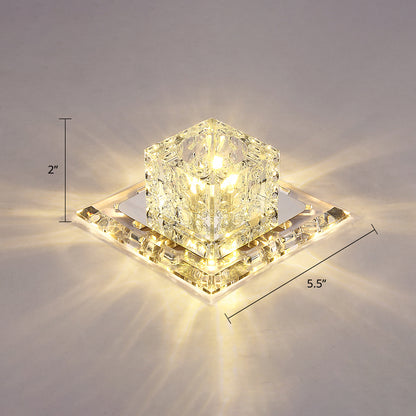 Square Entryway LED Flush-Mount Light Fixture Crystal Modern Ceiling Lamp in Clear Clear Warm Clearhalo 'Ceiling Lights' 'Close To Ceiling Lights' 'Close to ceiling' 'Flush mount' Lighting' 2308016