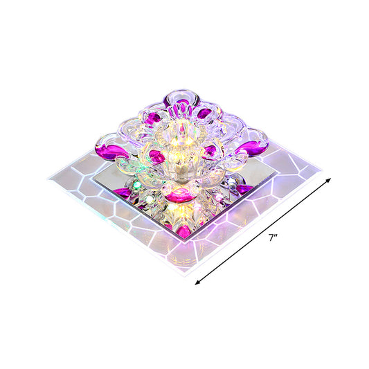 Clear Flower Crystal Square Spotlight Modern Stainless Steel LED Flush Mount Ceiling Light for Aisle Clearhalo 'Ceiling Lights' 'Close To Ceiling Lights' 'Close to ceiling' 'Flush mount' Lighting' 2308026