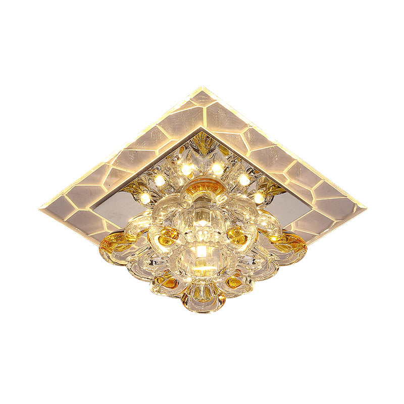 Acrylic Square Led Flush Mount Fixture Modern Clear Ceiling Mounted Lamp with Flower Crystal Shade Clearhalo 'Ceiling Lights' 'Close To Ceiling Lights' 'Close to ceiling' 'Flush mount' Lighting' 2308035