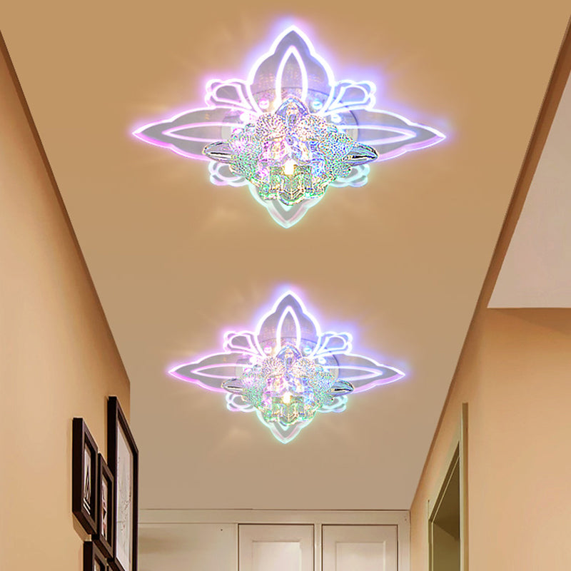 Modern Style Blossom Ceiling Lamp Crystal Foyer LED Flush Mount Lighting with Clear Acrylic Petals Clear Multi Color Clearhalo 'Ceiling Lights' 'Close To Ceiling Lights' 'Close to ceiling' 'Flush mount' Lighting' 2308036