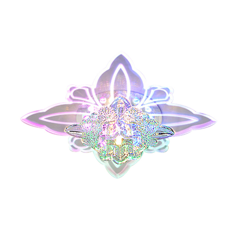 Modern Style Blossom Ceiling Lamp Crystal Foyer LED Flush Mount Lighting with Clear Acrylic Petals Clearhalo 'Ceiling Lights' 'Close To Ceiling Lights' 'Close to ceiling' 'Flush mount' Lighting' 2308040