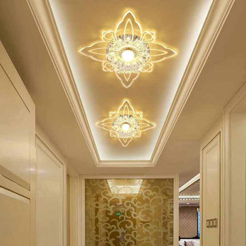 Floral Crystal LED Flushmount Lighting Contemporary Clear Flush Mount Ceiling Light for Hallway Clearhalo 'Ceiling Lights' 'Close To Ceiling Lights' 'Close to ceiling' 'Flush mount' Lighting' 2308041