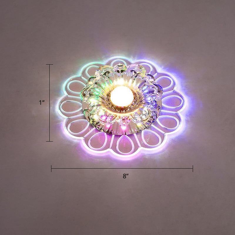 Flower LED Flush Mount Ceiling Light Minimalist Clear Crystal Foyer Flush Mounted Lamp Clear Multi Color Clearhalo 'Ceiling Lights' 'Close To Ceiling Lights' 'Close to ceiling' 'Flush mount' Lighting' 2308059