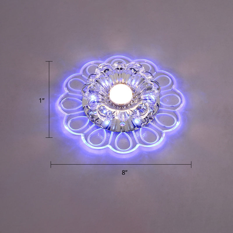 Flower LED Flush Mount Ceiling Light Minimalist Clear Crystal Foyer Flush Mounted Lamp Clear Blue Clearhalo 'Ceiling Lights' 'Close To Ceiling Lights' 'Close to ceiling' 'Flush mount' Lighting' 2308063