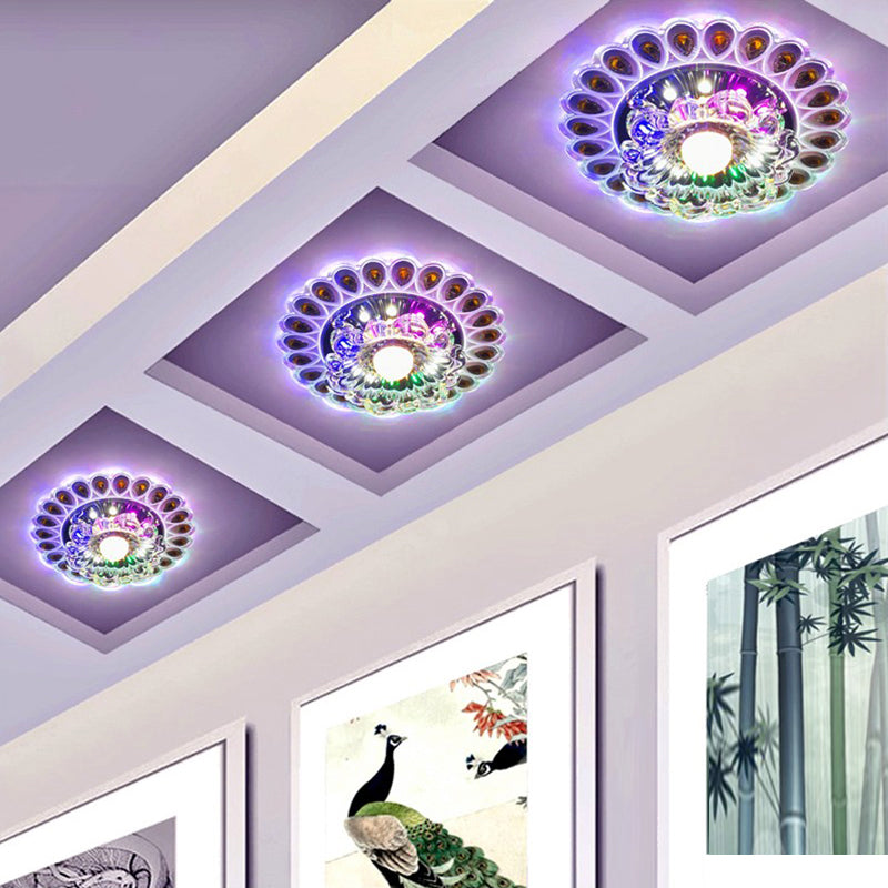Hotel LED Ceiling Mount Light Modern Stylish Flushmount Lighting with Flower Crystal Shade Clearhalo 'Ceiling Lights' 'Close To Ceiling Lights' 'Close to ceiling' 'Flush mount' Lighting' 2308068