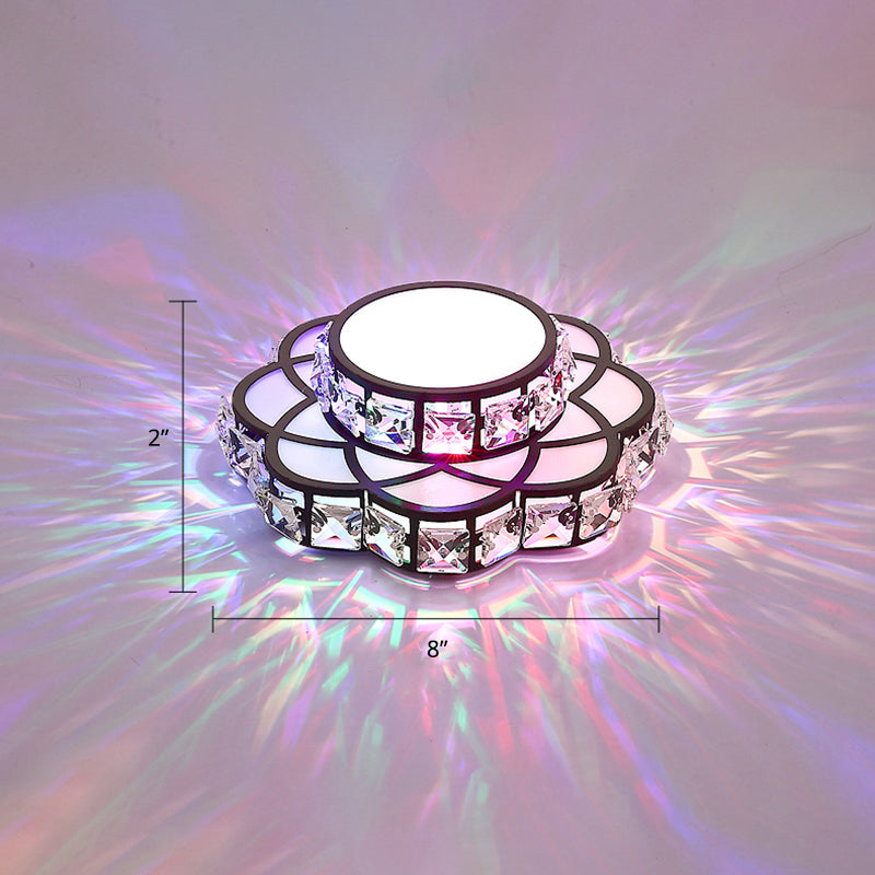 Black Floral Flush Mounted Lamp Modern Crystal LED Flush Mount Ceiling Light for Gallery Black Multi Color Clearhalo 'Ceiling Lights' 'Close To Ceiling Lights' 'Close to ceiling' 'Flush mount' Lighting' 2308090