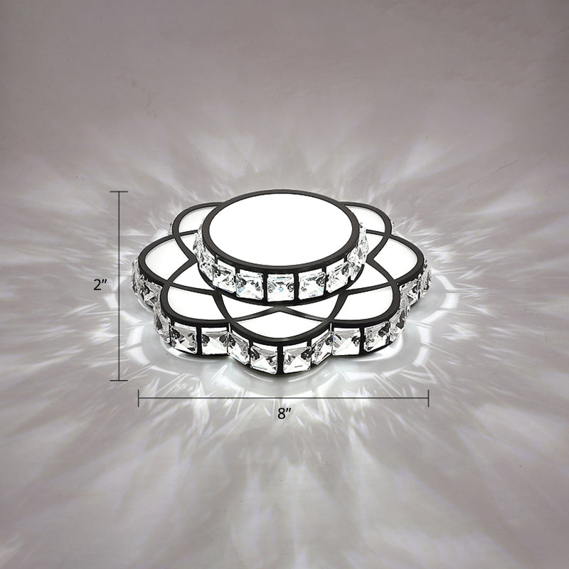 Black Floral Flush Mounted Lamp Modern Crystal LED Flush Mount Ceiling Light for Gallery Black White Clearhalo 'Ceiling Lights' 'Close To Ceiling Lights' 'Close to ceiling' 'Flush mount' Lighting' 2308093