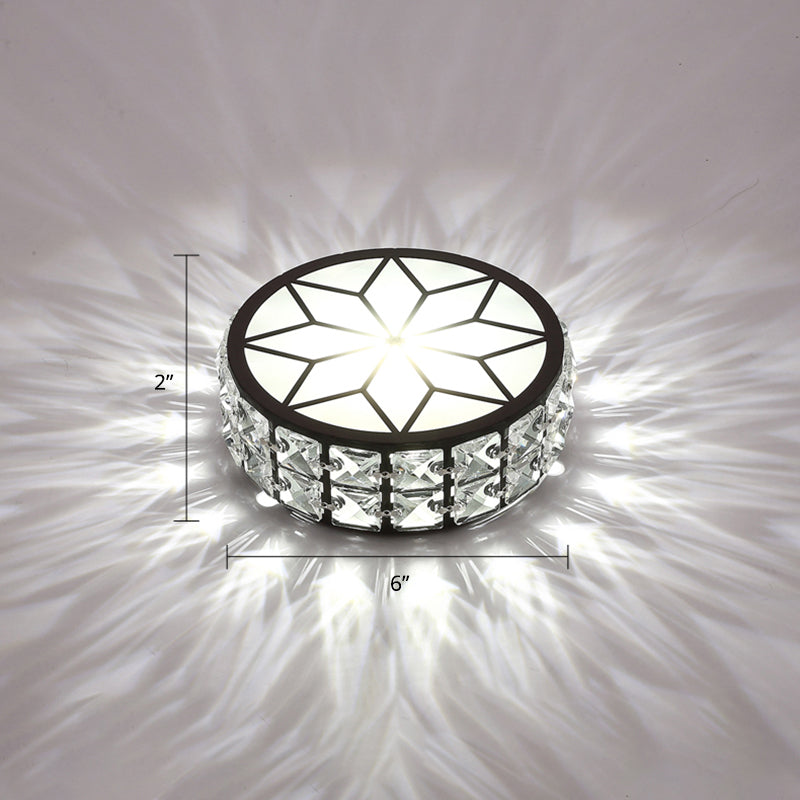 Metal Round LED Ceiling Spotlight Minimalist Black Flush Mount Lighting with Inserted Crystals Clearhalo 'Ceiling Lights' 'Close To Ceiling Lights' 'Close to ceiling' 'Flush mount' Lighting' 2308107