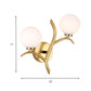 2 Bulbs White Glass Wall Sconce Modern Gold/Black Globe Dining Room Sconce Light with Branch-Shaped Arm Clearhalo 'Wall Lamps & Sconces' 'Wall Lights' Lighting' 230857