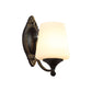 Retro Conical Sconce Light Fixture 1/2-Light White Glass Wall Mounted Light with Metal Curved Arm in Black Clearhalo 'Wall Lamps & Sconces' 'Wall Lights' Lighting' 230873