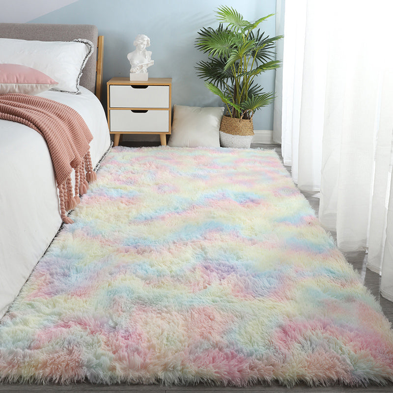 Contemporary Bedroom Rug Multi Colored Solid Color Indoor Rug Polyster Non-Slip Backing Pet Friendly Area Carpet Clearhalo 'Area Rug' 'Casual' 'Rugs' Rug' 2309083