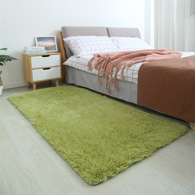 Contemporary Bedroom Rug Multi Colored Solid Color Indoor Rug Polyster Non-Slip Backing Pet Friendly Area Carpet Green Clearhalo 'Area Rug' 'Casual' 'Rugs' Rug' 2309084