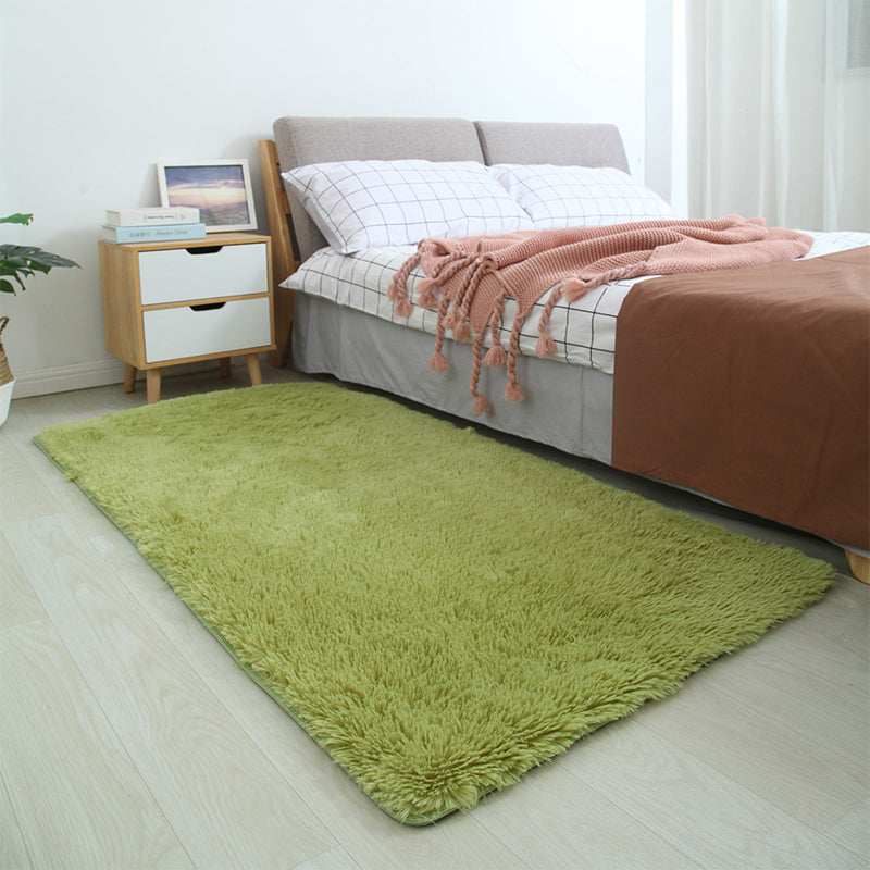Contemporary Bedroom Rug Multi Colored Solid Color Indoor Rug Polyster Non-Slip Backing Pet Friendly Area Carpet Green Clearhalo 'Area Rug' 'Casual' 'Rugs' Rug' 2309084