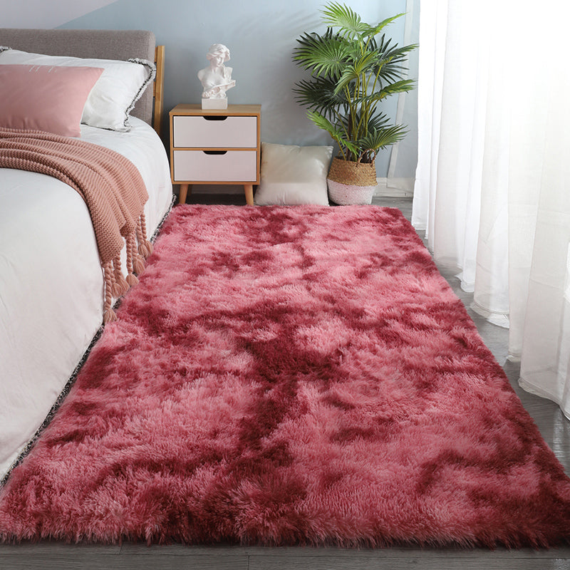 Contemporary Bedroom Rug Multi Colored Solid Color Indoor Rug Polyster Non-Slip Backing Pet Friendly Area Carpet Dark Red Clearhalo 'Area Rug' 'Casual' 'Rugs' Rug' 2309087