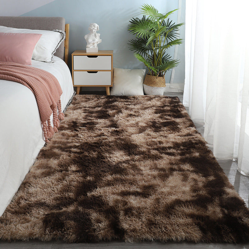 Contemporary Bedroom Rug Multi Colored Solid Color Indoor Rug Polyster Non-Slip Backing Pet Friendly Area Carpet Coffee Clearhalo 'Area Rug' 'Casual' 'Rugs' Rug' 2309093