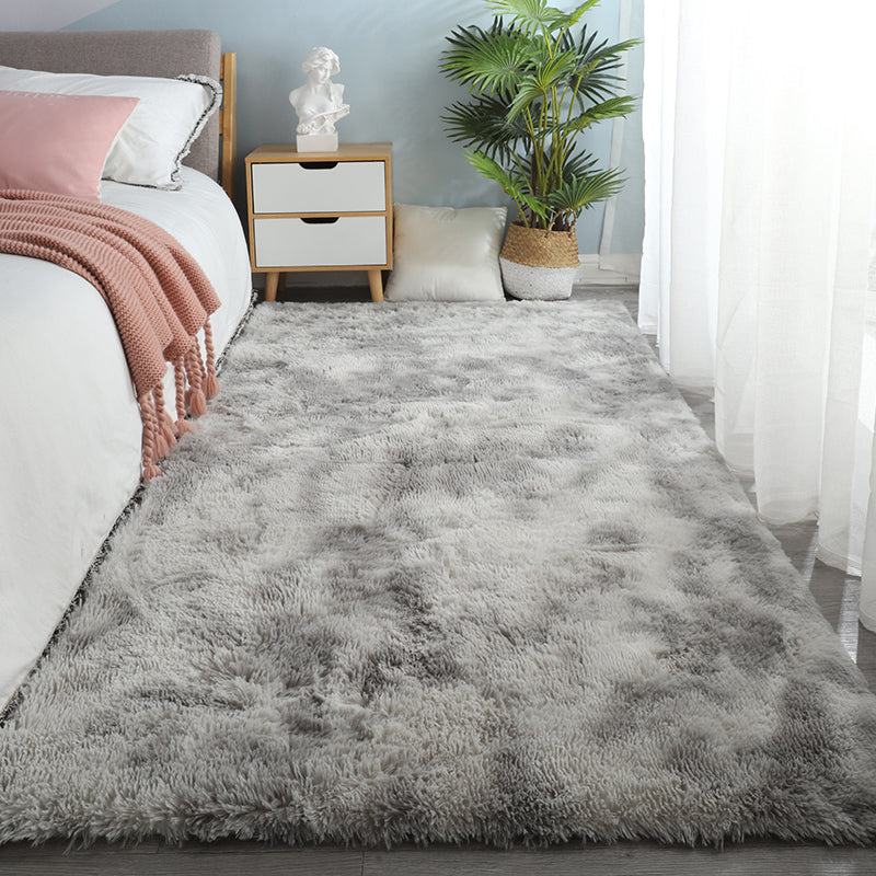 Contemporary Bedroom Rug Multi Colored Solid Color Indoor Rug Polyster Non-Slip Backing Pet Friendly Area Carpet Grey Clearhalo 'Area Rug' 'Casual' 'Rugs' Rug' 2309095