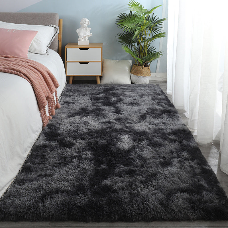 Contemporary Bedroom Rug Multi Colored Solid Color Indoor Rug Polyster Non-Slip Backing Pet Friendly Area Carpet Dark Gray Clearhalo 'Area Rug' 'Casual' 'Rugs' Rug' 2309096