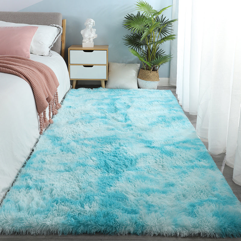 Contemporary Bedroom Rug Multi Colored Solid Color Indoor Rug Polyster Non-Slip Backing Pet Friendly Area Carpet Sky Blue Clearhalo 'Area Rug' 'Casual' 'Rugs' Rug' 2309097