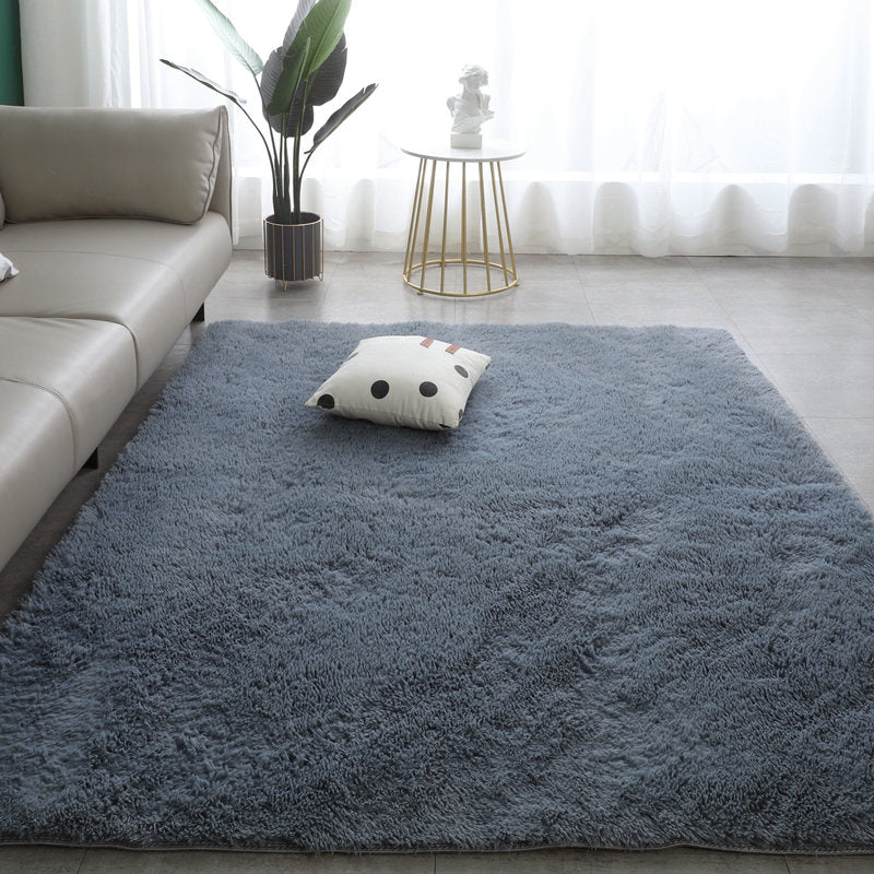Minimalist Bedroom Rug Multi Color Solid Color Indoor Rug Polypropylene Non-Slip Backing Pet Friendly Area Carpet Silver Gray Clearhalo 'Area Rug' 'Casual' 'Rugs' Rug' 2309099