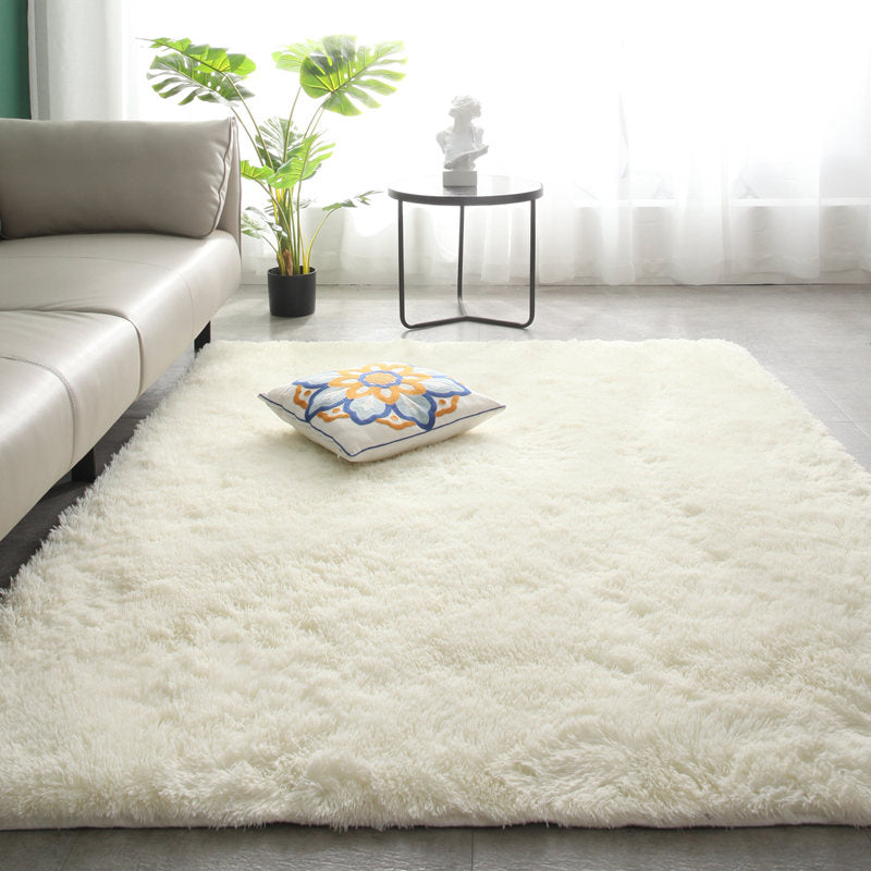 Minimalist Bedroom Rug Multi Color Solid Color Indoor Rug Polypropylene Non-Slip Backing Pet Friendly Area Carpet White Clearhalo 'Area Rug' 'Casual' 'Rugs' Rug' 2309102