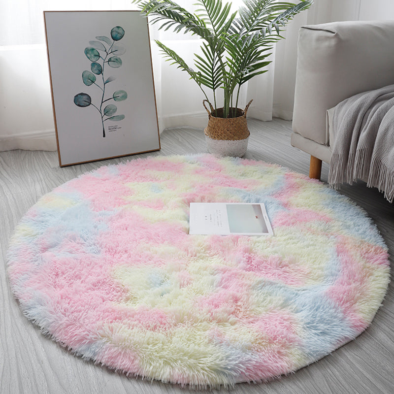 Multi Colored Fancy Rug Polyster Solid Colored Area Carpet Non-Slip Backing Pet Friendly Easy Care Indoor Rug for Room Yellow-Pink Clearhalo 'Area Rug' 'Casual' 'Rugs' Rug' 2309166