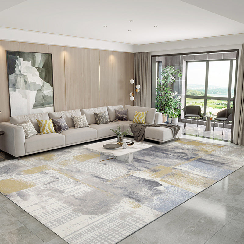 Multi-Color Simple Rug Polyster Abstract Printed Area Carpet Easy Care Pet Friendly Indoor Rug for Decoration Gray-White Clearhalo 'Area Rug' 'Rug' 2309234