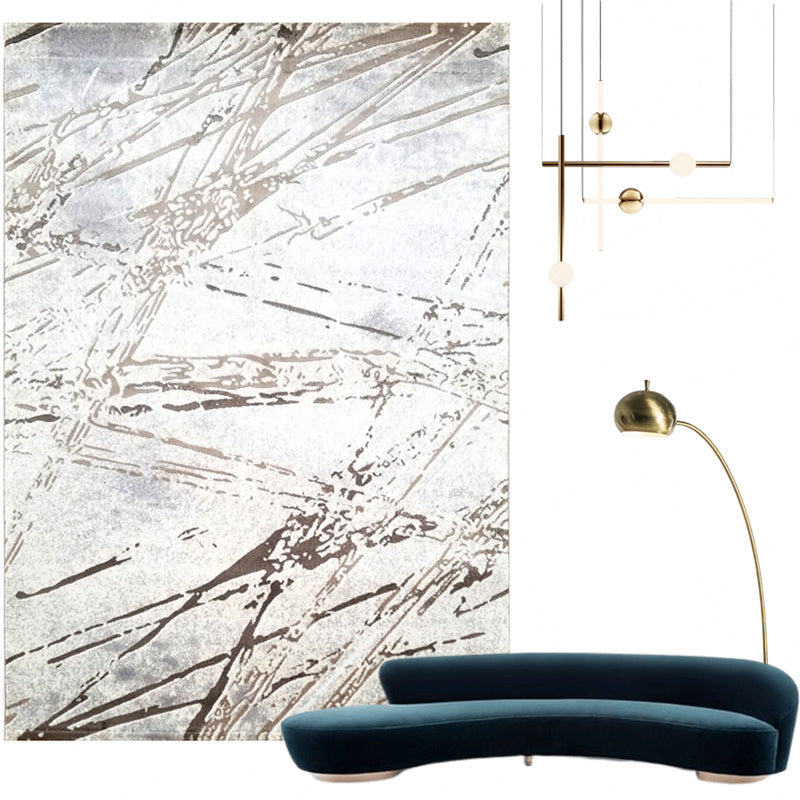 Nordic Abstract Printed Rug Multi Colored Polypropylene Area Carpet Non-Slip Backing Pet Friendly Indoor Rug for Decoration Gray-White Clearhalo 'Area Rug' 'Rug' 2309256