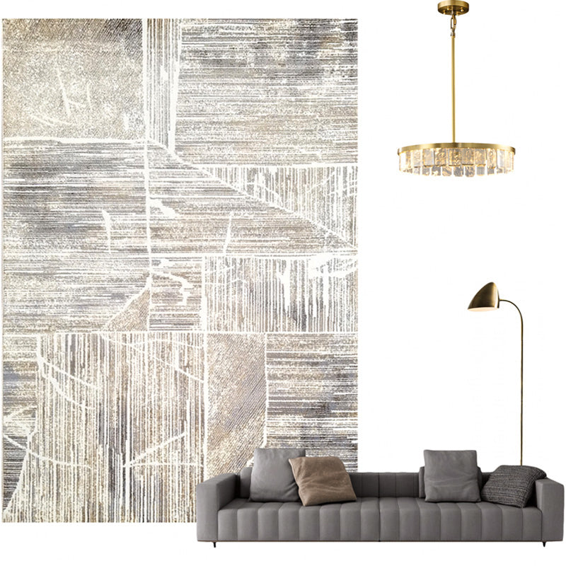 Nordic Abstract Printed Rug Multi Colored Polypropylene Area Carpet Non-Slip Backing Pet Friendly Indoor Rug for Decoration Gray-Khaki Clearhalo 'Area Rug' 'Rug' 2309257