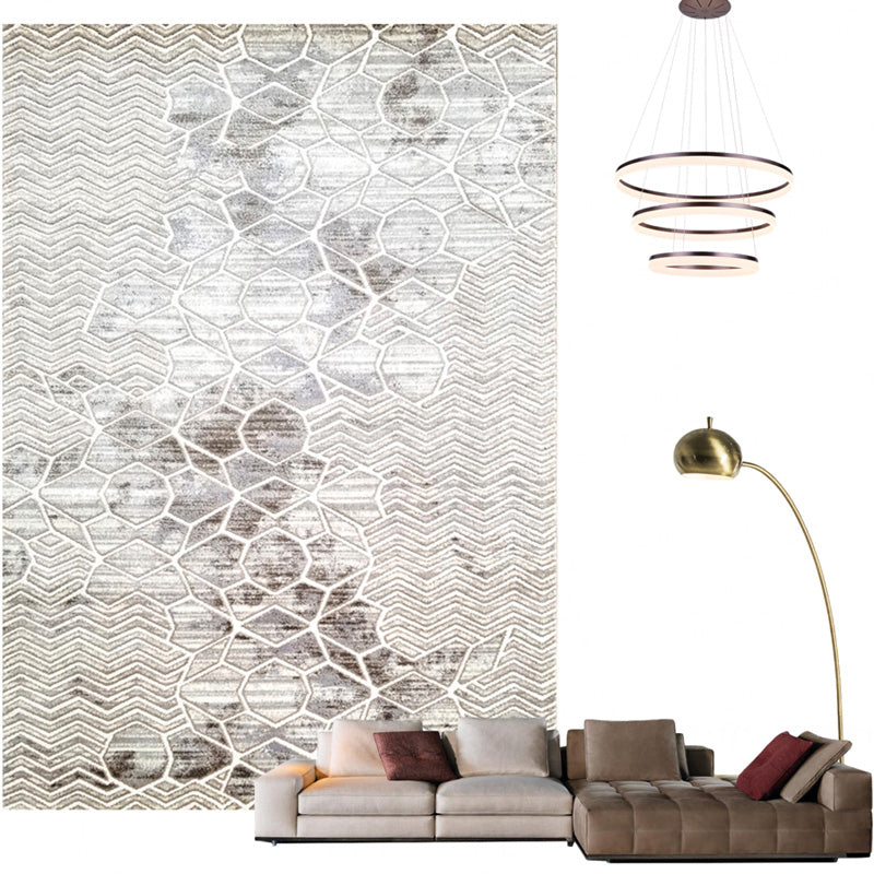 Nordic Abstract Printed Rug Multi Colored Polypropylene Area Carpet Non-Slip Backing Pet Friendly Indoor Rug for Decoration Light Gray-White Clearhalo 'Area Rug' 'Rug' 2309259