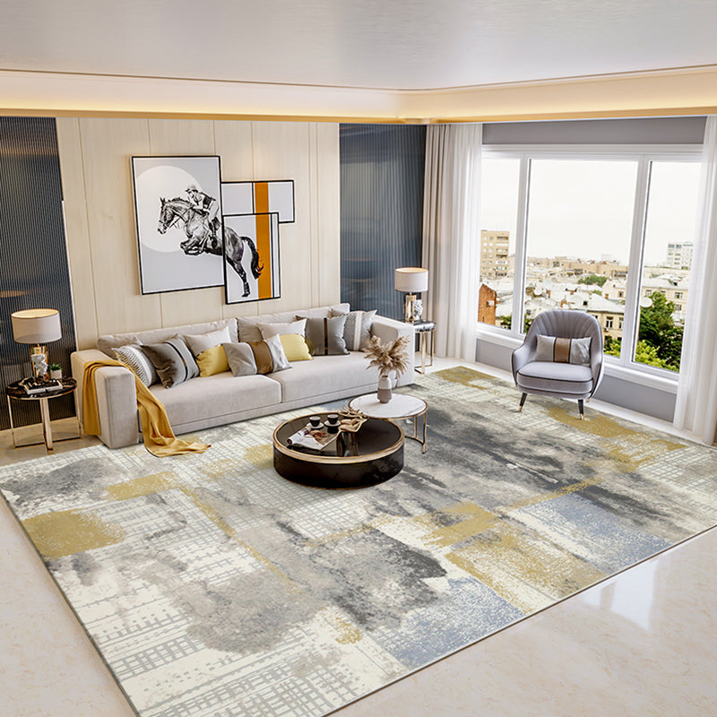 Casual Living Room Rug Multi Colored Abstract Pattern Indoor Rug Polypropylene Easy Care Washable Carpet Light Yellow Clearhalo 'Area Rug' 'Rug' 2309298