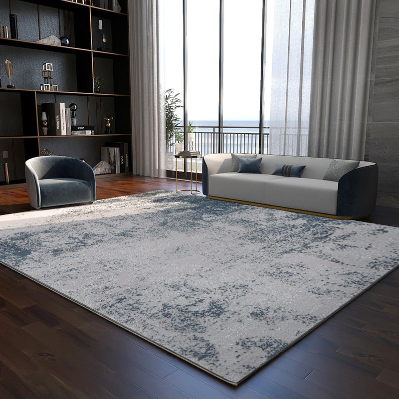 Modern Abstract Printed Rug Multi Colored Cotton Blend Indoor Rug Anti-Slip Backing Pet Friendly Carpet for Decoration Sky Blue-White Clearhalo 'Area Rug' 'Rug' 2309332