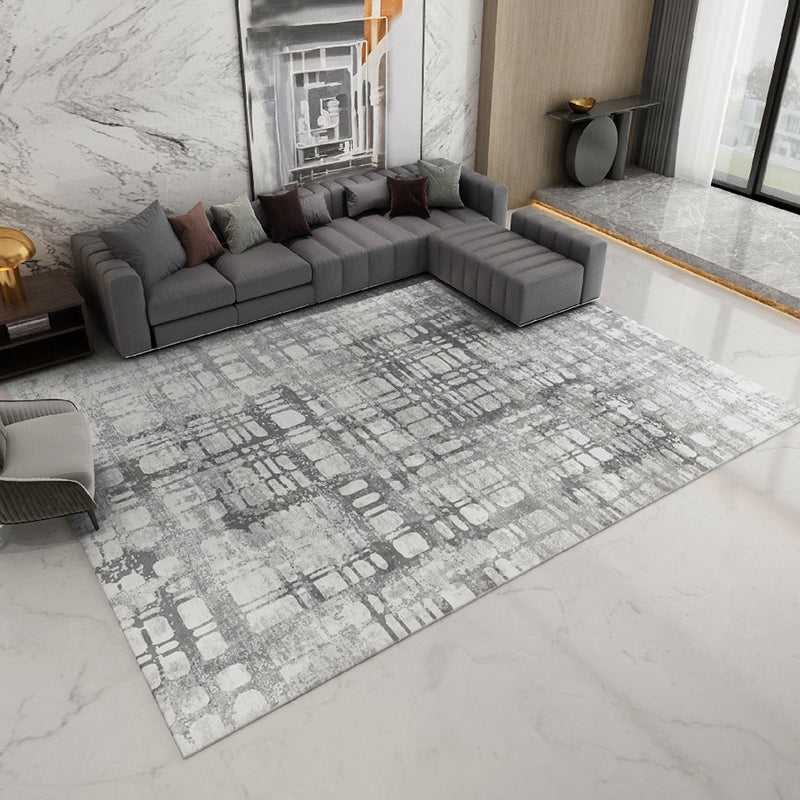 Minimalist Living Room Rug Multi Color Abstract Printed Rug Cotton Blend Anti-Slip Backing Pet Friendly Carpet Light Gray-Black Clearhalo 'Area Rug' 'Rug' 2309357